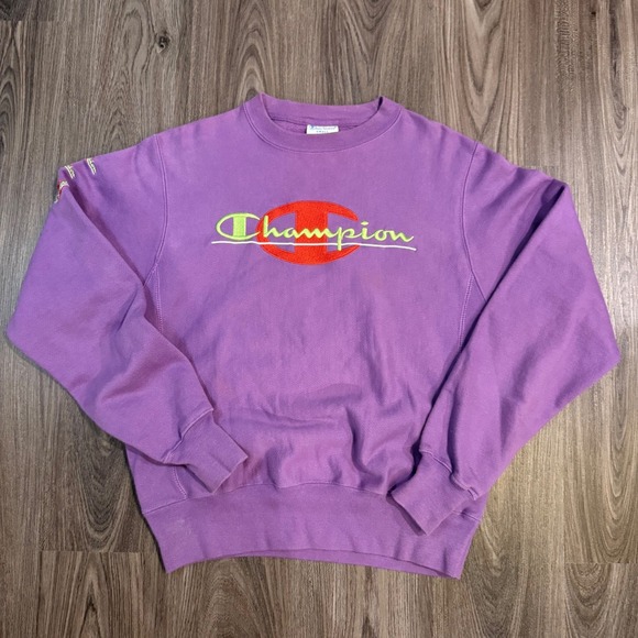 Champion Other - Champion Reverse Weave Purple Crewneck Sweatshirt Small Embroidered Spellout